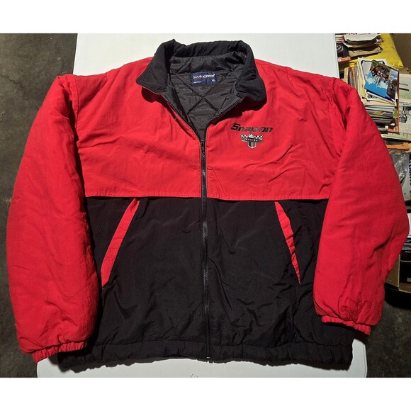 VTG Swingster Snap-On Racing Jacket Mechanic Track XL Quilted Full Zip Red Black - Picture 3 of 14